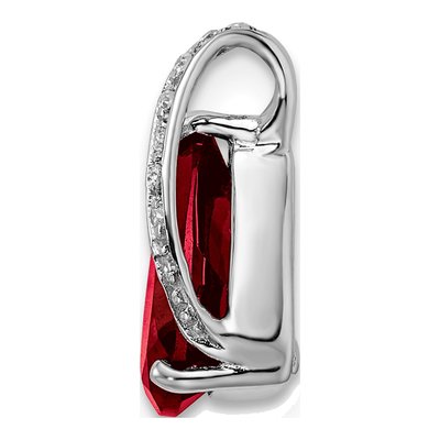 Sterling Silver Garnet & Diamond Pear Pendant – view 3