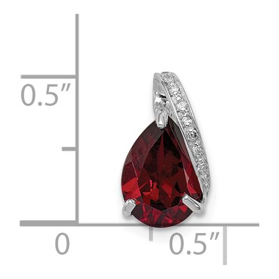 Sterling Silver Garnet & Diamond Pear Pendant – view 4