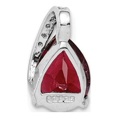 Sterling Silver Garnet & Diamond Pear Pendant – view 5