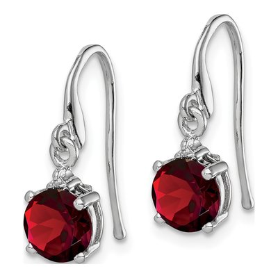 Sterling Silver Garnet & Diamond Wire Dangle Earrings – view 3