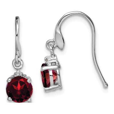 Sterling Silver Garnet & Diamond Wire Dangle Earrings