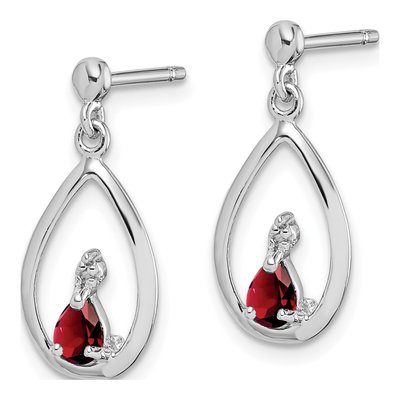Sterling Silver Garnet & Diamond Dangle Earrings – view 3