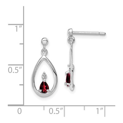 Sterling Silver Garnet & Diamond Dangle Earrings – view 5