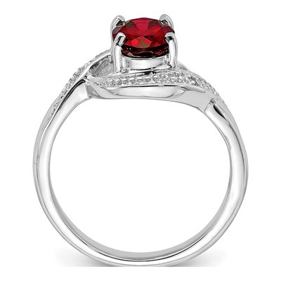 Sterling Silver Garnet & Diamond Oval Ring – view 3