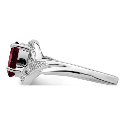 Sterling Silver Garnet & Diamond Oval Ring – view 5