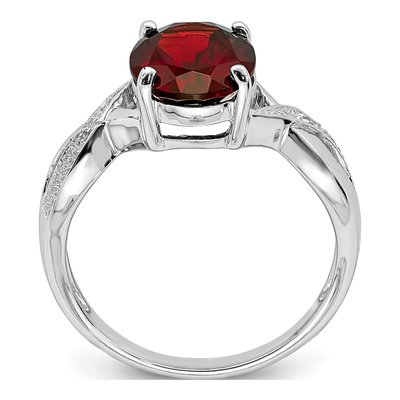 Sterling Silver Garnet & Diamond Ring – view 3