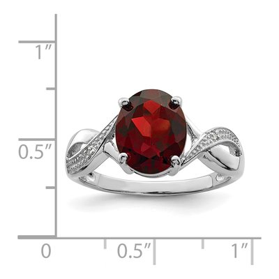 Sterling Silver Garnet & Diamond Ring – view 4