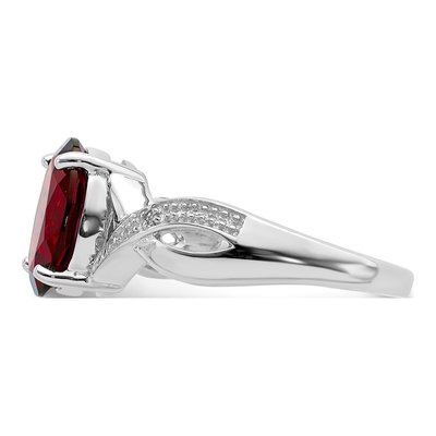 Sterling Silver Garnet & Diamond Ring – view 5