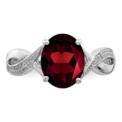 Sterling Silver Garnet & Diamond Ring – view 6