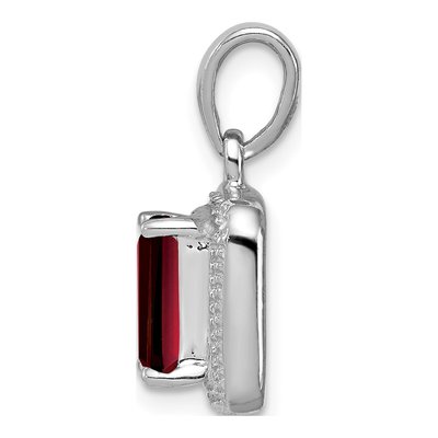 Sterling Silver Garnet & Diamond Emerald-Cut Pendant – view 3