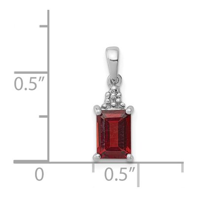 Sterling Silver Garnet & Diamond Pendant – view 4