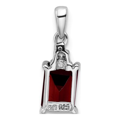 Sterling Silver Garnet & Diamond Pendant – view 5