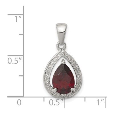 Sterling Silver Garnet & Diamond Pendant – view 4