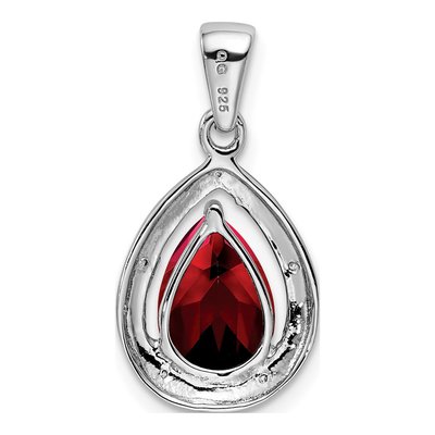 Sterling Silver Garnet & Diamond Pendant – view 5