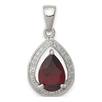 Sterling Silver Garnet & Diamond Pendant