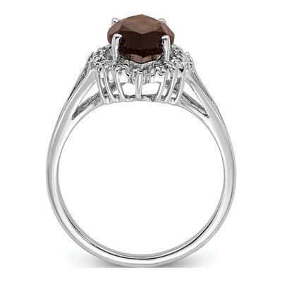 Sterling Silver Smoky Quartz & Diamond Ring – view 3