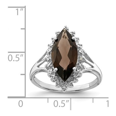Sterling Silver Smoky Quartz & Diamond Ring – view 5