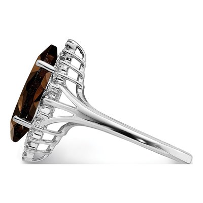 Sterling Silver Smoky Quartz & Diamond Ring – view 6