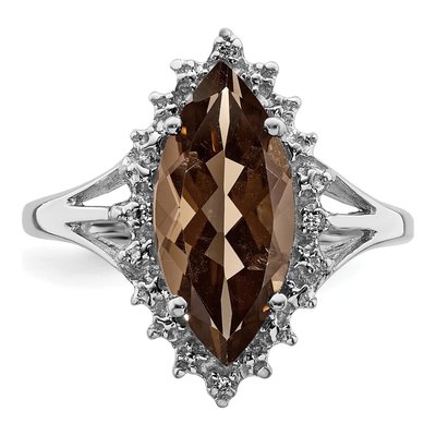 Sterling Silver Smoky Quartz & Diamond Ring – view 7