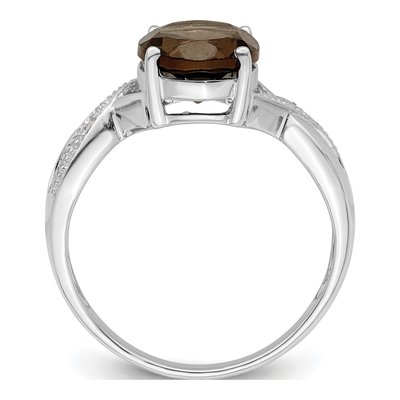 Sterling Silver Smoky Quartz & Diamond Ring – view 3