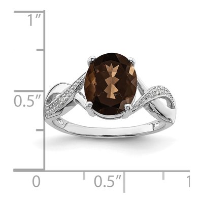 Sterling Silver Smoky Quartz & Diamond Ring – view 4