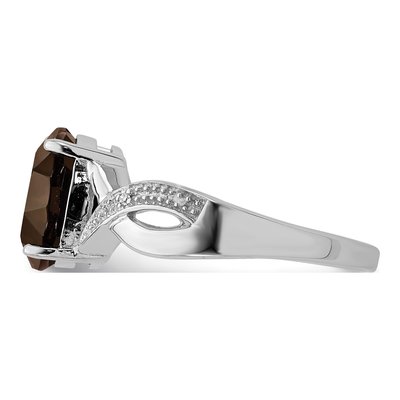 Sterling Silver Smoky Quartz & Diamond Ring – view 5