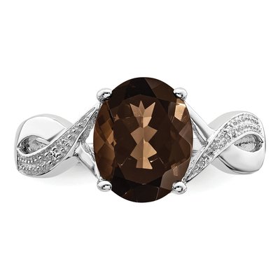 Sterling Silver Smoky Quartz & Diamond Ring – view 6