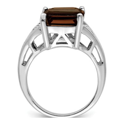 Sterling Silver Smoky Quartz & Diamond Ring – view 3