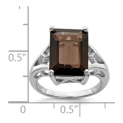 Sterling Silver Smoky Quartz & Diamond Ring – view 4