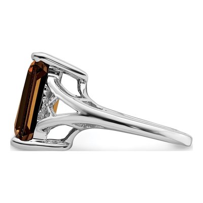 Sterling Silver Smoky Quartz & Diamond Ring – view 5