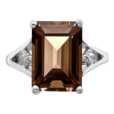 Sterling Silver Smoky Quartz & Diamond Ring – view 6