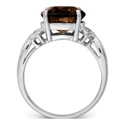 Sterling Silver Smoky Quartz & Diamond Ring – view 3