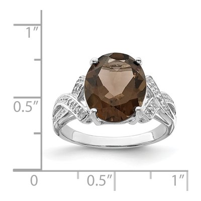 Sterling Silver Smoky Quartz & Diamond Ring – view 4