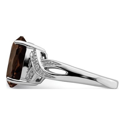 Sterling Silver Smoky Quartz & Diamond Ring – view 5