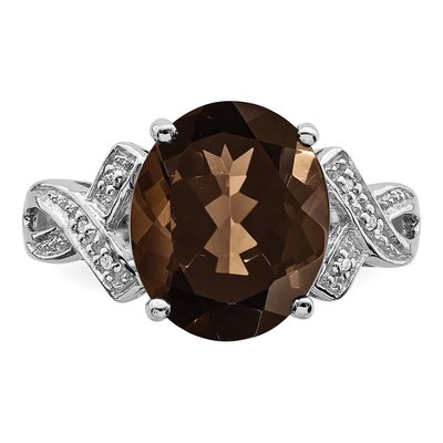 Sterling Silver Smoky Quartz & Diamond Ring – view 6