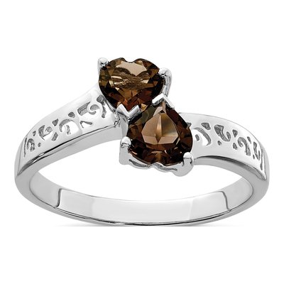 Sterling Silver Smoky Quartz Heart Ring