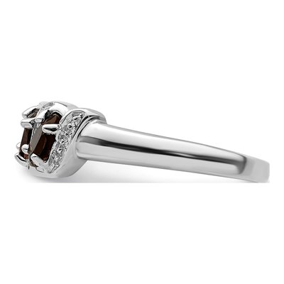 Sterling Silver 3-Stone Smoky Quartz & Diamond Ring – view 5