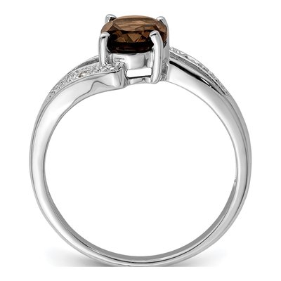 Sterling Silver Smoky Quartz & Diamond Ring – view 3
