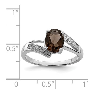 Sterling Silver Smoky Quartz & Diamond Ring – view 4