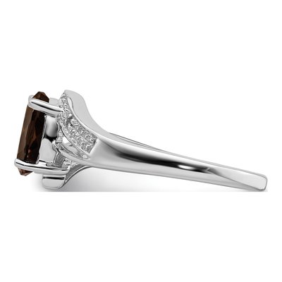 Sterling Silver Smoky Quartz & Diamond Ring – view 5