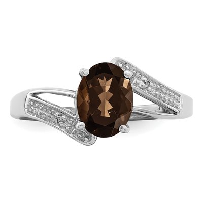 Sterling Silver Smoky Quartz & Diamond Ring – view 6