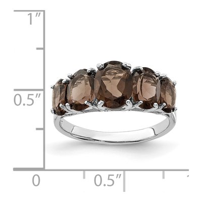 Sterling Silver Smoky Quartz 5-Stone Ring – view 5