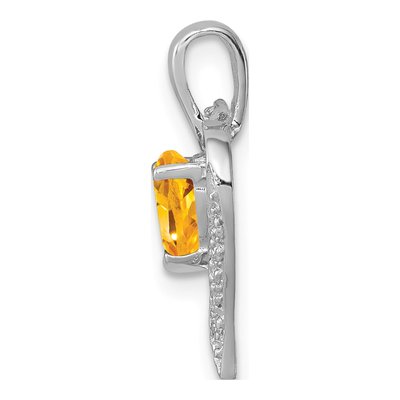 Sterling Silver Citrine & Diamond Heart Pendant – view 3