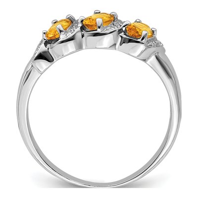 Sterling Silver Citrine & Diamond 3-Stone Ring – view 3