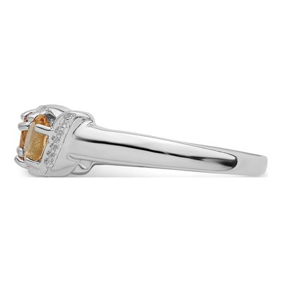 Sterling Silver Citrine & Diamond 3-Stone Ring – view 4