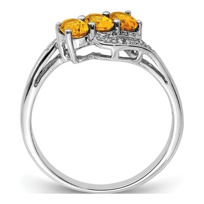 Sterling Silver Citrine & Diamond 3-Stone Ring – view 3