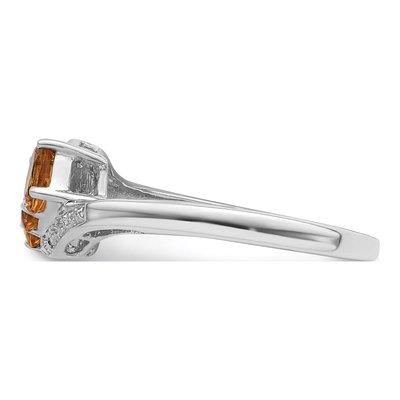 Sterling Silver Citrine & Diamond 3-Stone Ring – view 4