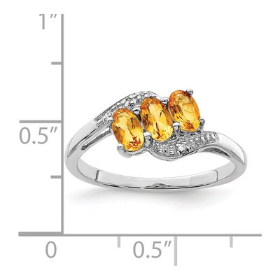 Sterling Silver Citrine & Diamond 3-Stone Ring – view 5