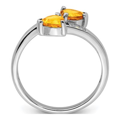 Sterling Silver Citrine & Diamond Heart Ring – view 3