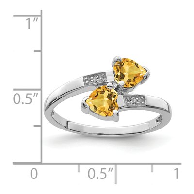Sterling Silver Citrine & Diamond Heart Ring – view 4